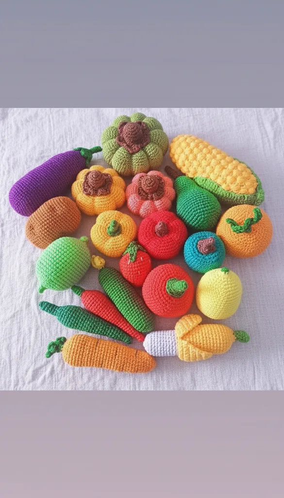 Örgü Oyuncak Sebze Meyve Seti - 20 Parça Amigurumi El Emeği