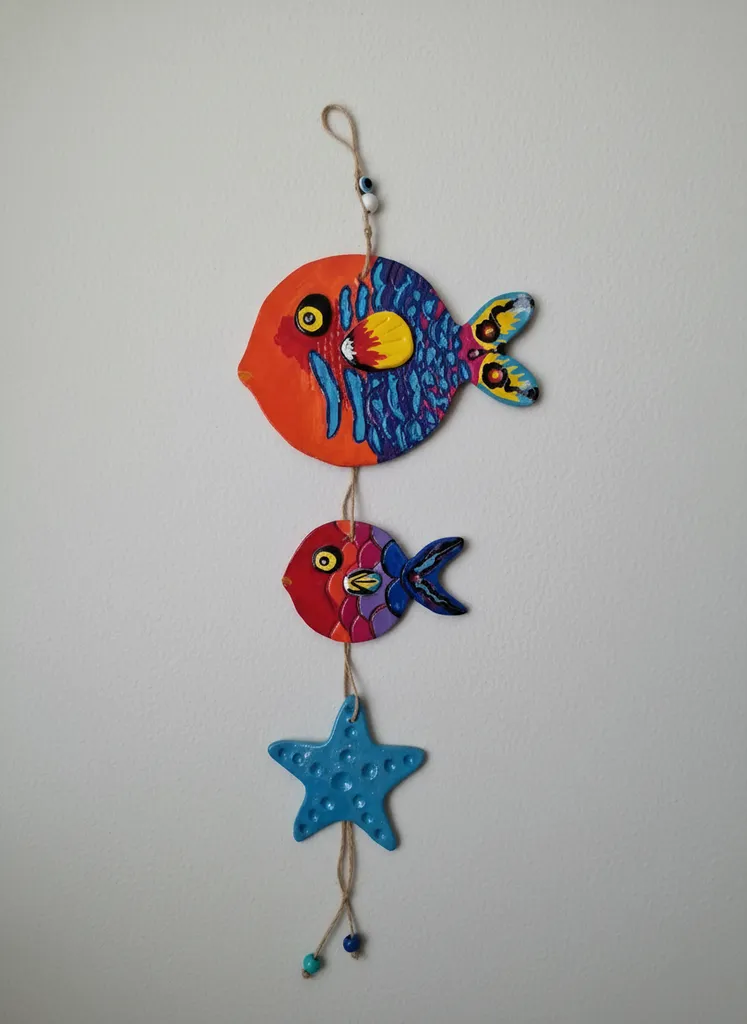 Dekoratif Seramik Balık Duvar Süsü - El Yapımı Kil Obje