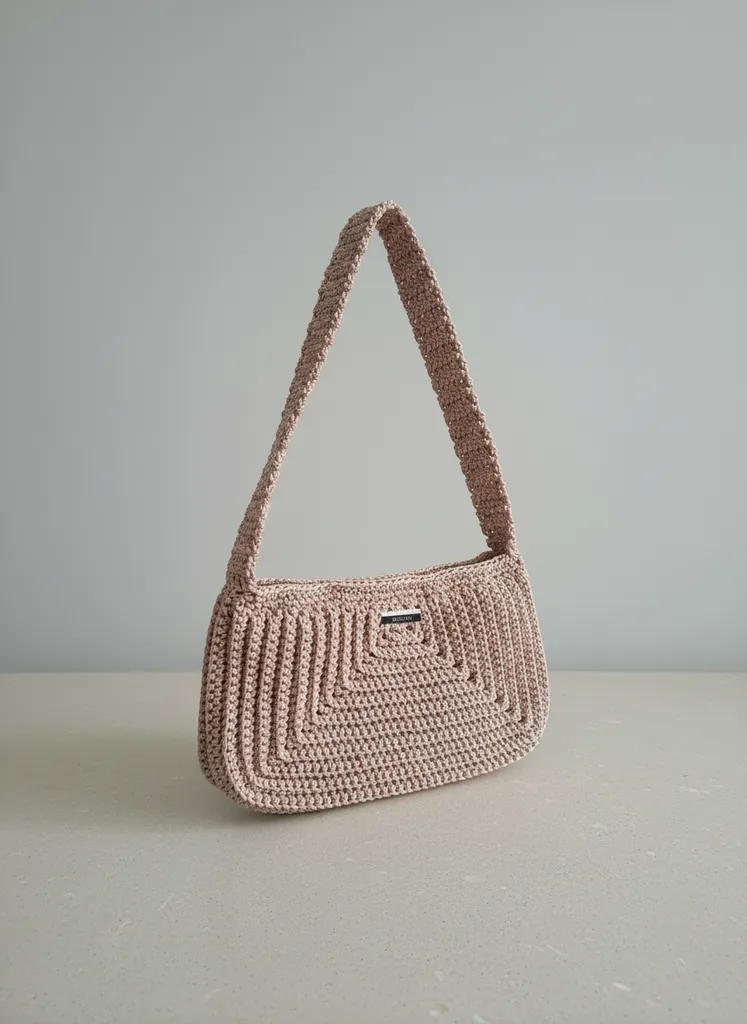 Somon Rengi Örgü Kadın Omuz Çantası - Günlük Kullanıma Uygun