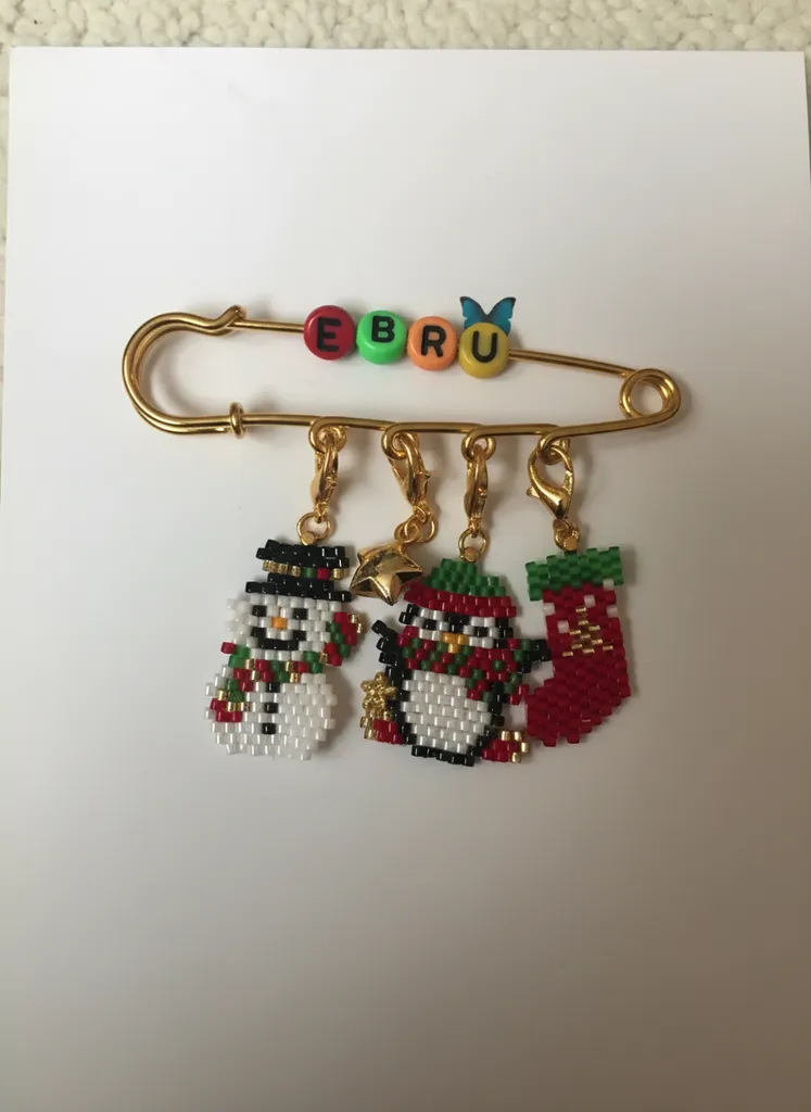 Miyuki Boncuklu Yeni Yıl Temalı Çanta Charmı - İsme Özel