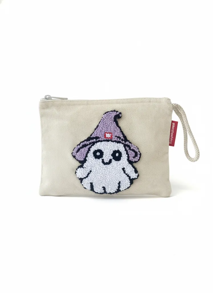 Krem Renkli Hayalet Desenli Punch İşlemeli Küçük Boy Clutch Çanta