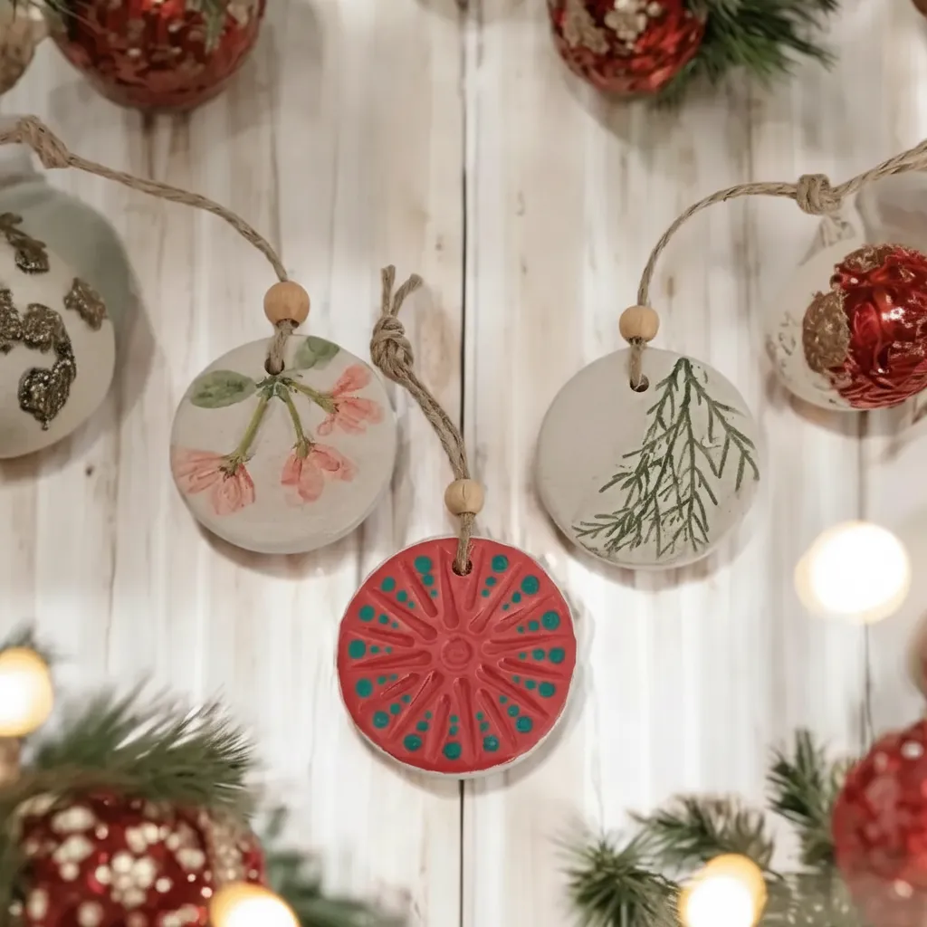 Seramik Yılbaşı Ağacı Süsü Seti - El Yapımı Tasarım - 3 Adet