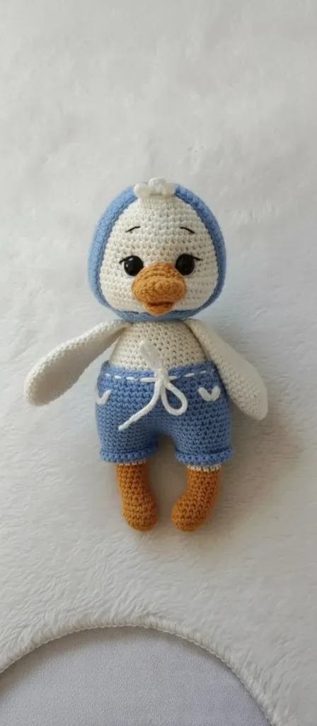 Mavi Tulumlu Ördek Amigurumi Oyuncak Bebek - El Emeği Örgü