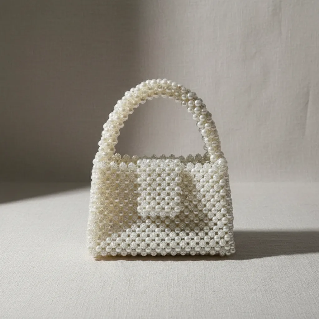 İnci Boncuklu Küçük Boy El Çantası - Özel Tasarım ve Şık Görünüm