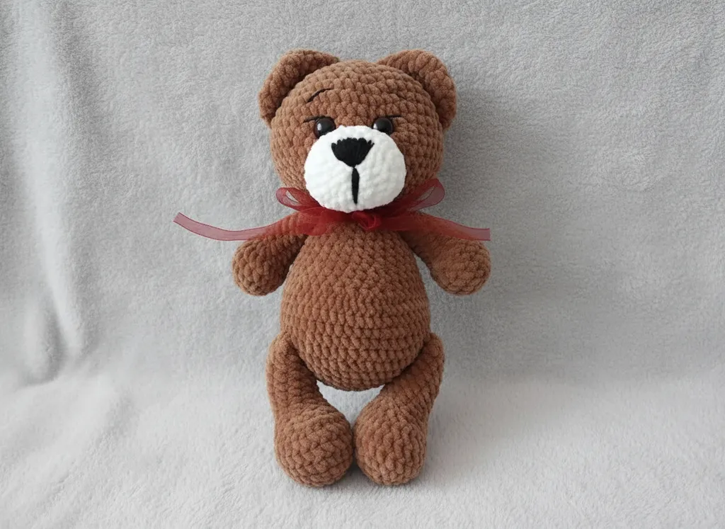 Kahverengi Örgü Ayıcık Uyku Arkadaşı - 30 cm - El Yapımı