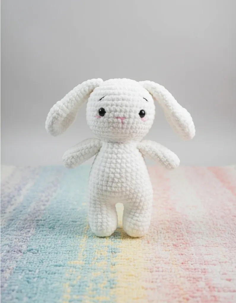 Beyaz Örgü Tavşan Amigurumi Oyuncak Bebek - 30 cm - El Emeği