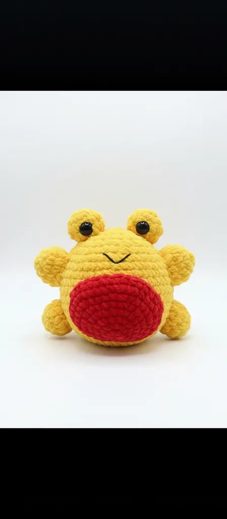 Sarı ve Kırmızı Renkli Örgü Oyuncak Kurbağa - El Emeği