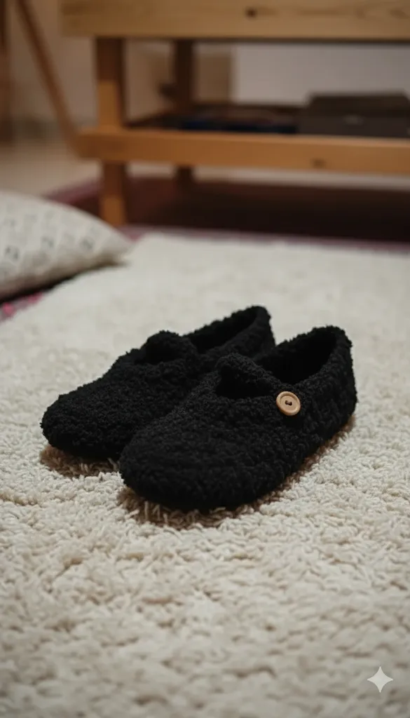 Örme Babet Terlik - Retro İp Detaylı, Ev İçi Konfor ve Şıklık