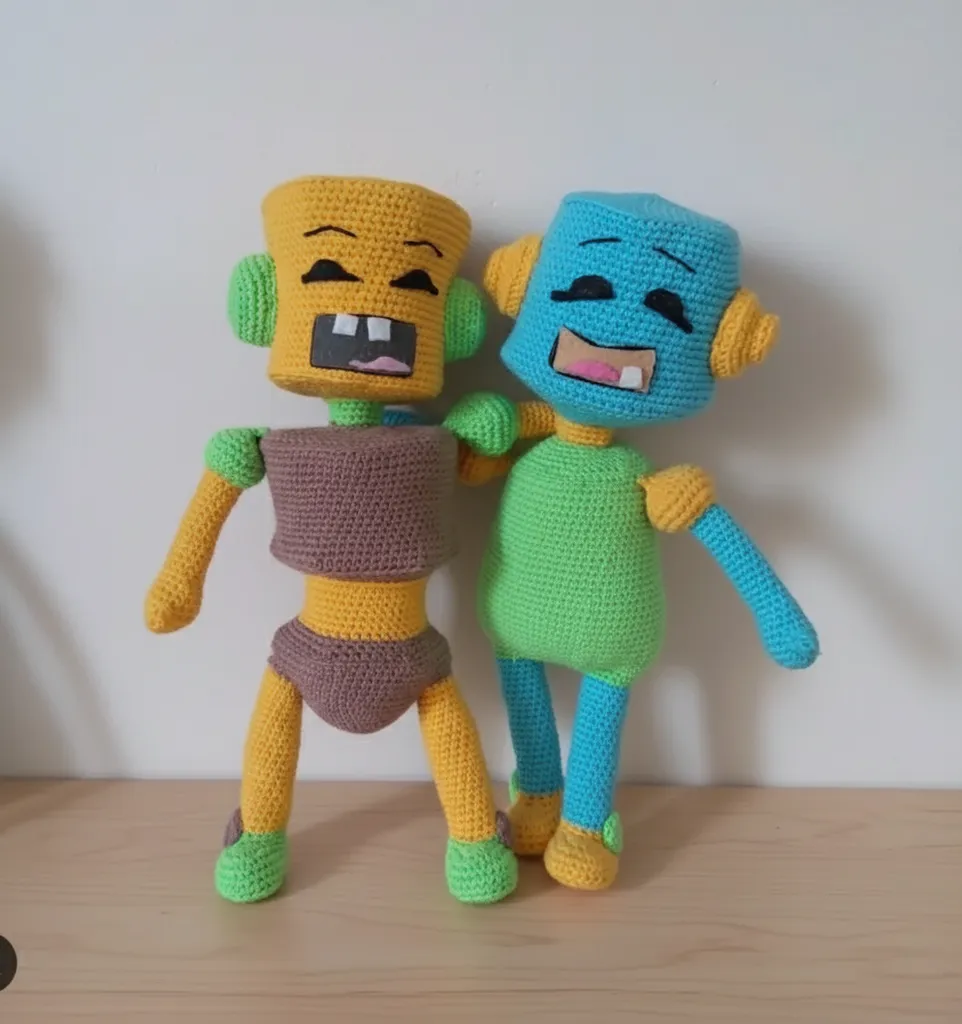 Örme Robot Figür Oyuncak Seti - Çizgi Film Karakterleri - El Emeği