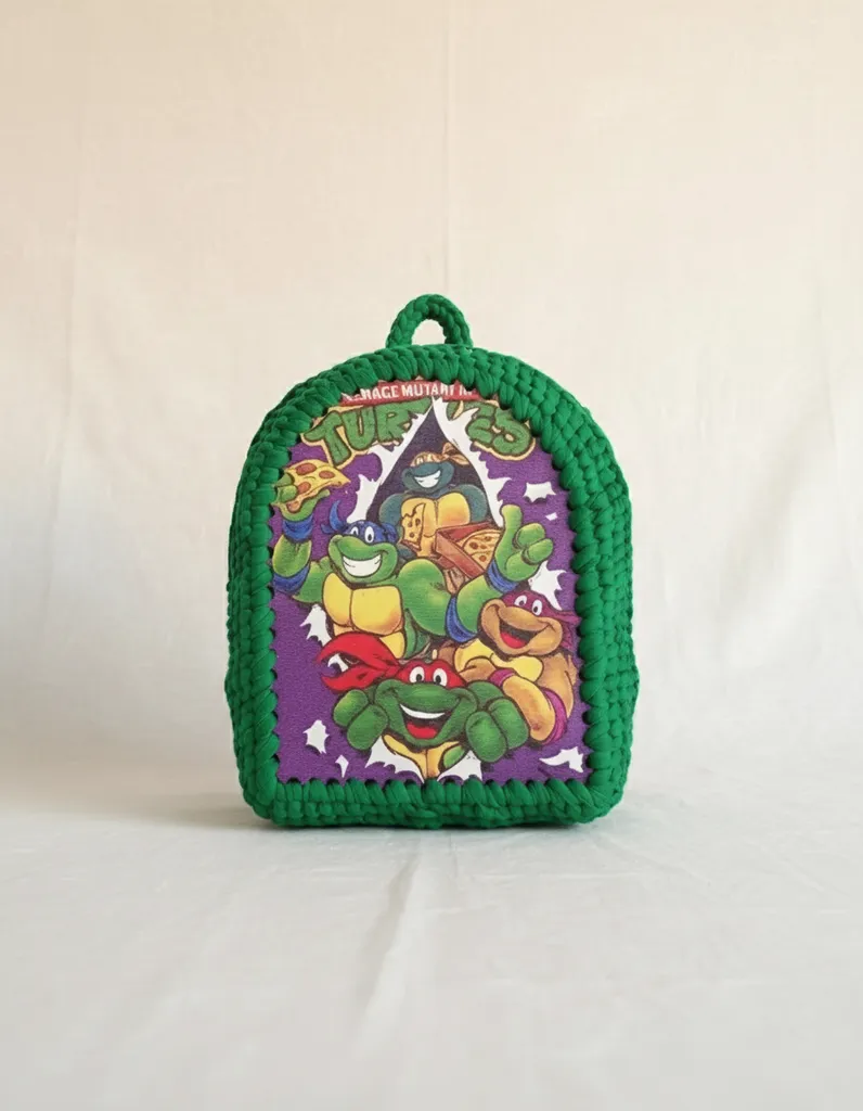 Çocuk Sırt Çantası - Yeşil Teenage Mutant Ninja Turtles Desenli