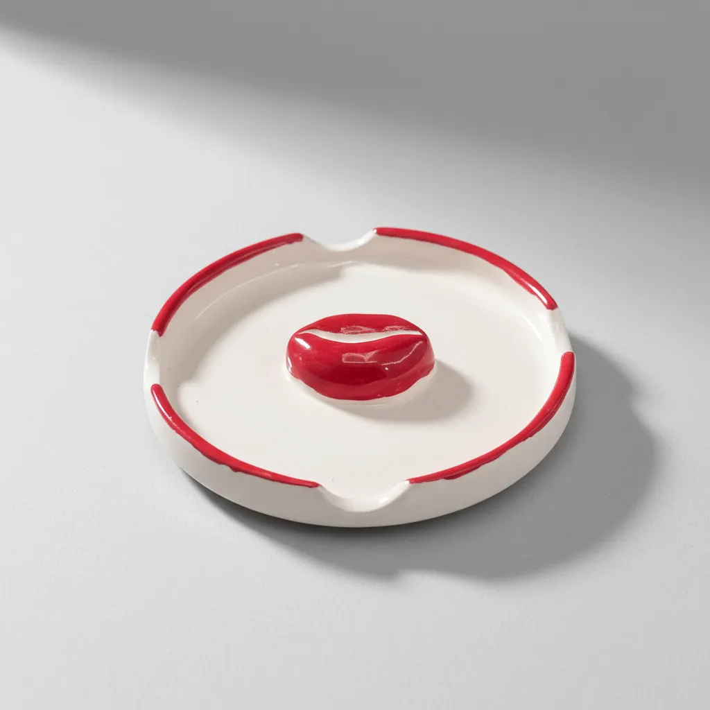 Beyaz Seramik Küllük - Dudak Detaylı, El Yapımı ve Dekoratif