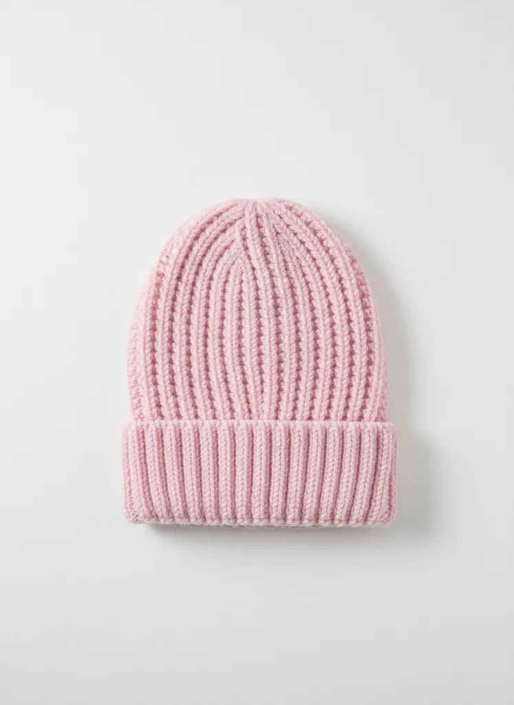 Pembe Renkli Yün Örgü Bere - Soğuk Havalar İçin Sıcak Tutucu - El Örgüsü