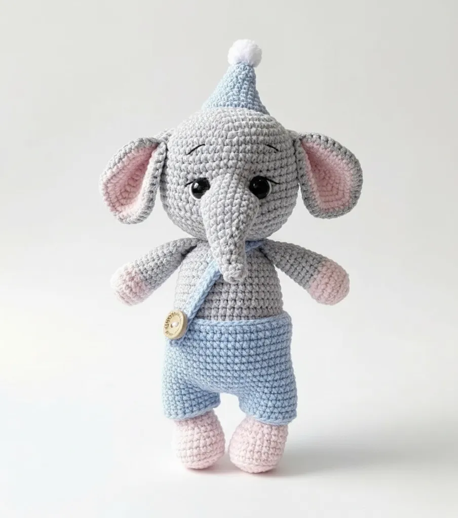 Örgü Uyku Arkadaşı Fil Oyuncak - 23 cm Boyunda El Emeği