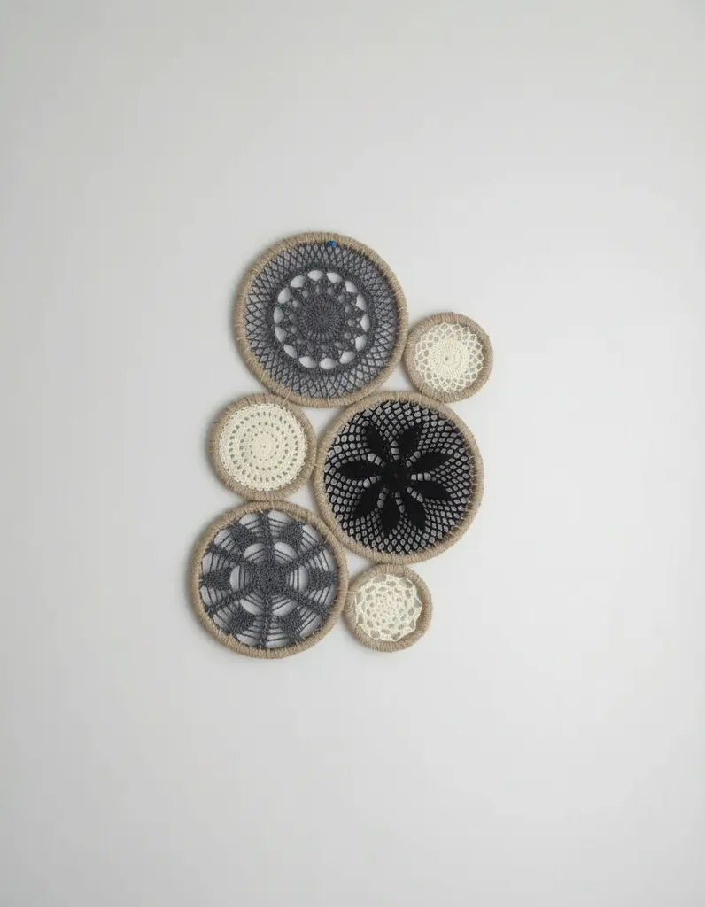 Tığ İşi Desenli Duvar Dekoru - Makrome Duvar Süsü Seti