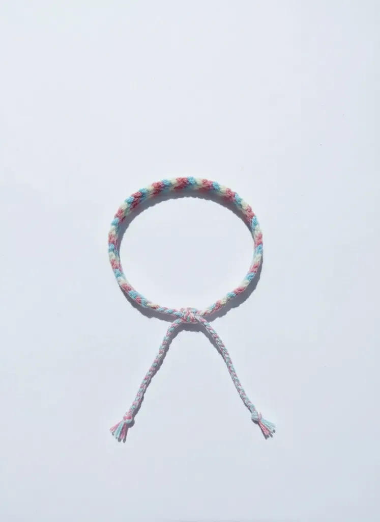 Pembe Mavi Krem Renkli V Şekilli Örgü Bileklik - El Örgüsü