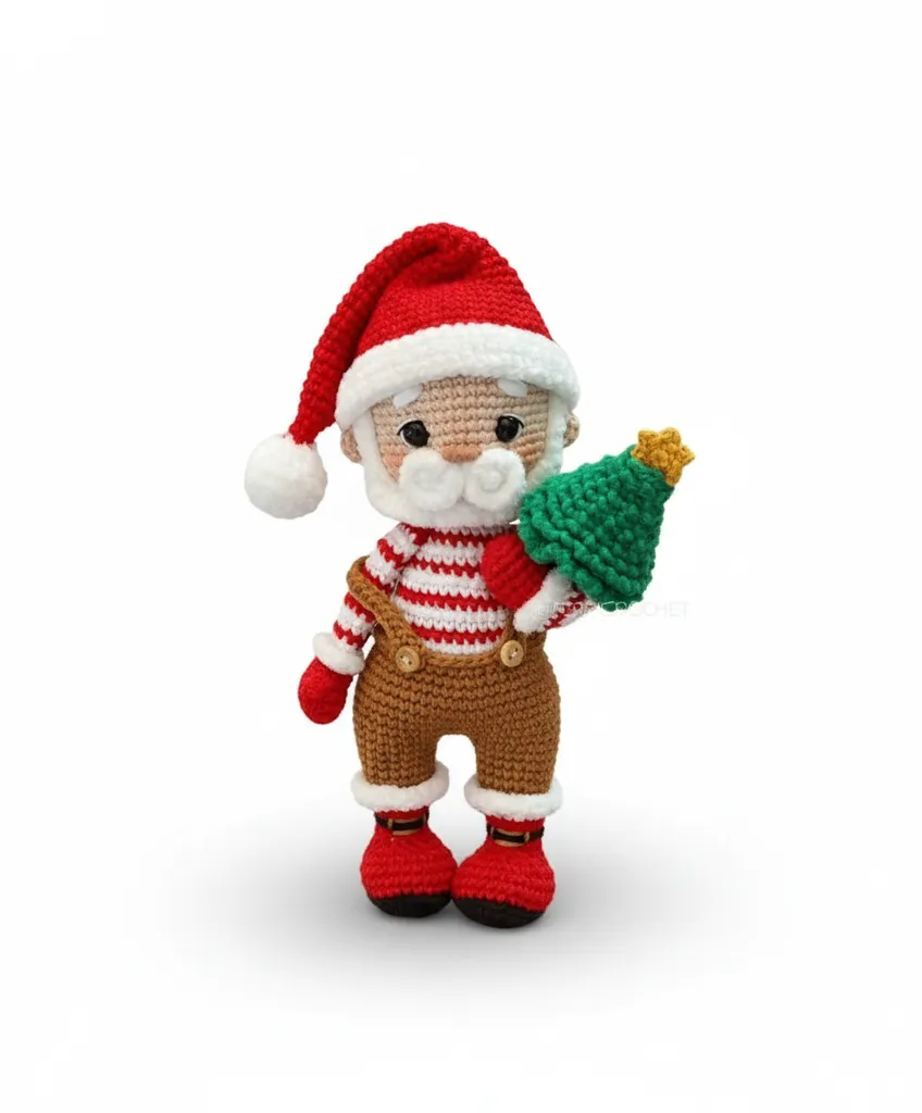 Örme Noel Baba Amigurumi Oyuncak - 25 cm Boyunda El Yapımı