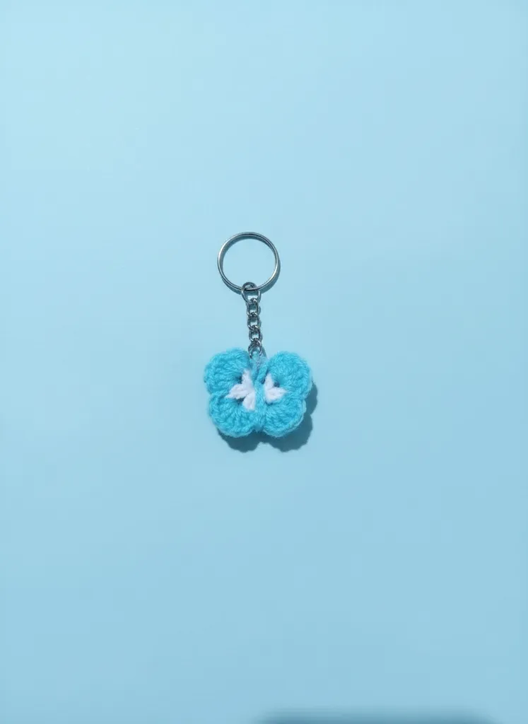 Mavi Kelebek Amigurumi Anahtarlık - Organik İp ile El Emeği