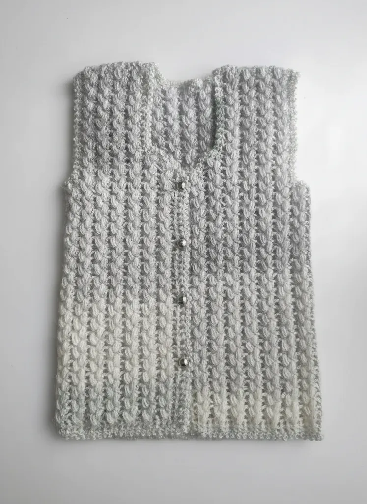 Fıstık Desenli Ebruli Bebek Yeleği 2-3 Yaş - El Örgüsü