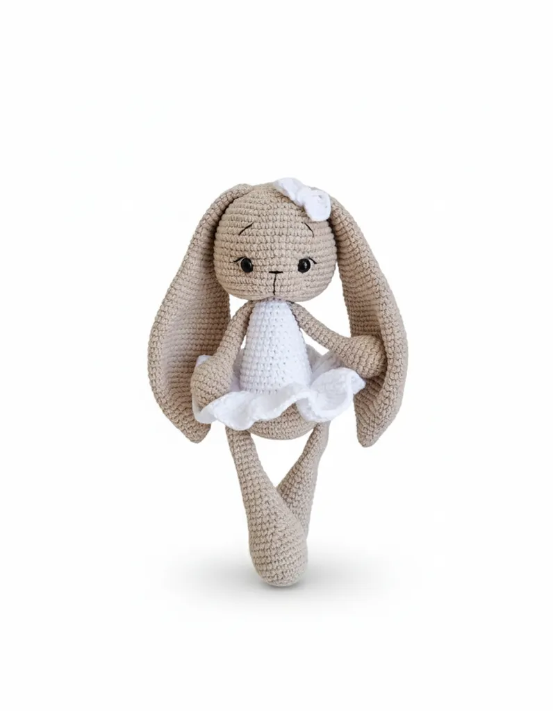 Örme Balerin Tavşan Oyuncak Bebek - 27cm - El Emeği