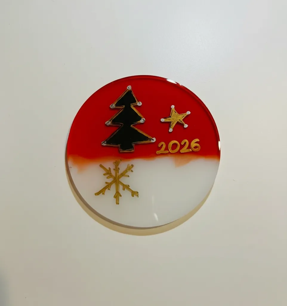 Epoksi Yılbaşı Bardak Altlığı - Noel Temalı Dekoratif El Emeği