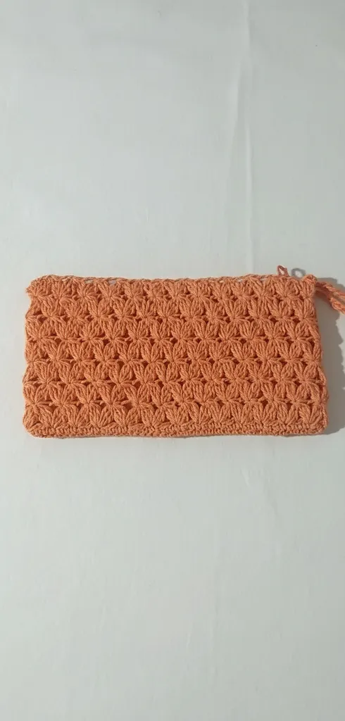 Turuncu Örgü Clutch Çanta - El Emeği Portföy Çanta