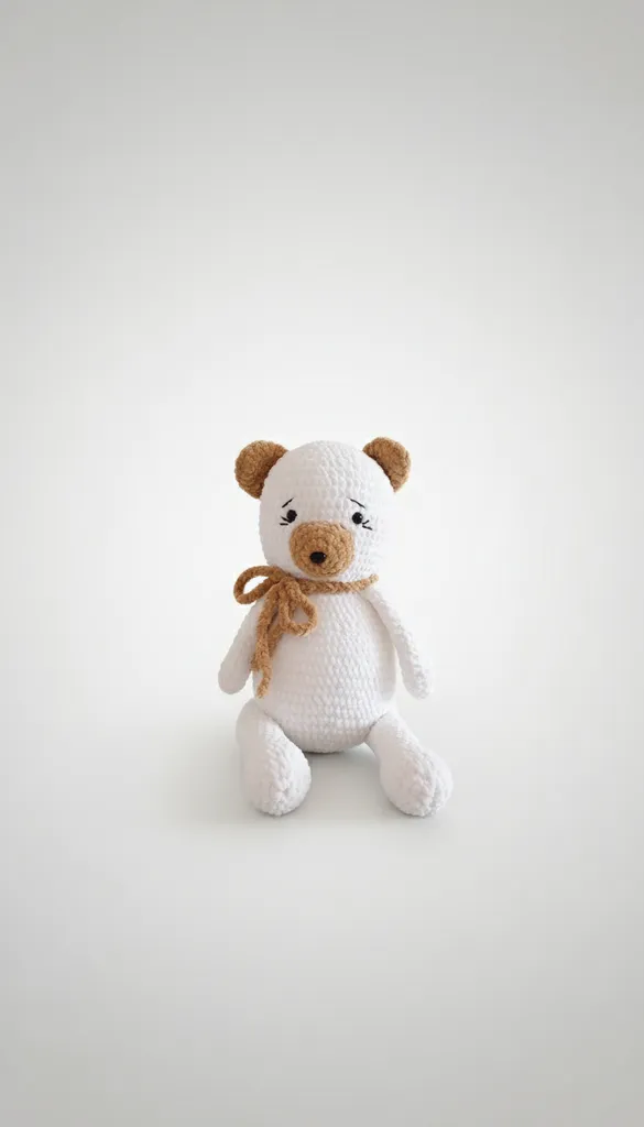 Beyaz Amigurumi Oyuncak Ayıcık - 35 cm Yumoş Peluş Ayı