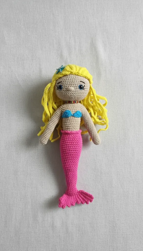 Amigurumi Deniz Kızı Bebek Oyuncak - 25 cm El Emeği Arel