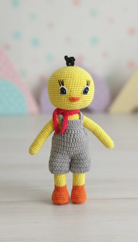 Sarı Tweety Karakteri Amigurumi Oyuncak Bebek - 20 cm - El Örgüsü
