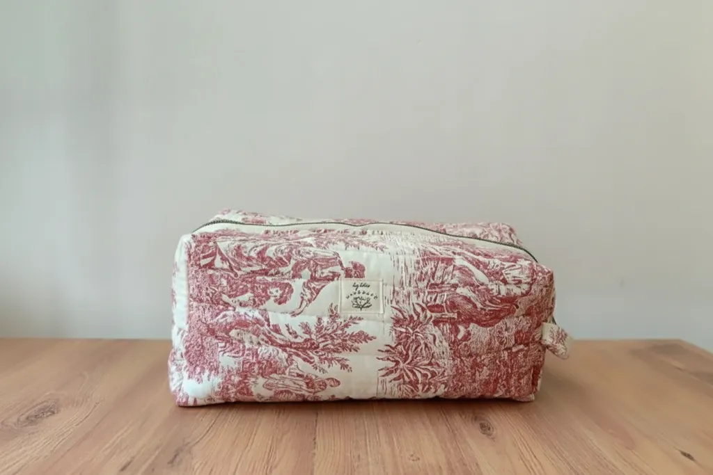 Kırmızı Vintage Desenli Seyahat Çantası - Dyson Airwrap Uyumlu