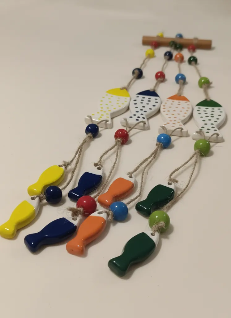 Renkli Seramik Balık Duvar Süsü Seti - 4'lü Deniz Temalı