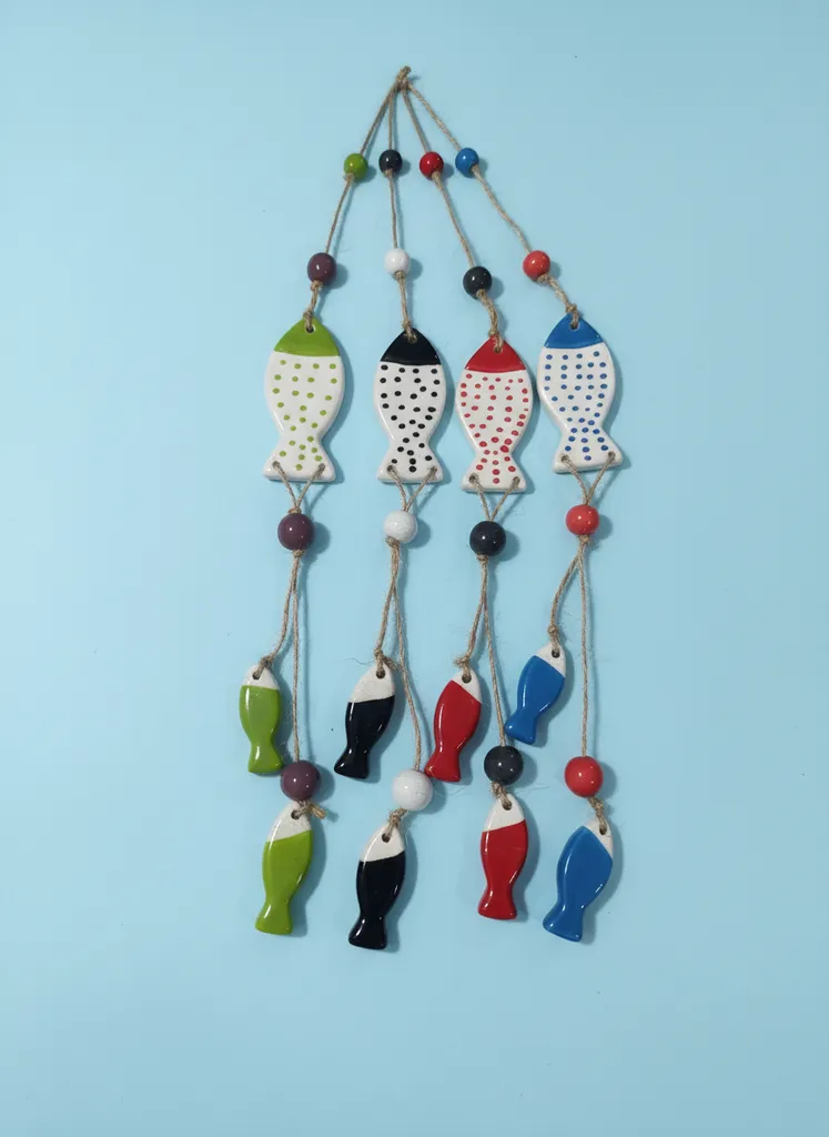 Renkli Seramik Balık Duvar Süsü Seti - Deniz Temalı El Yapımı