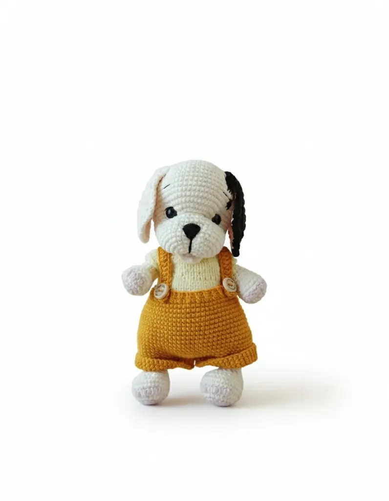 Hardal Tulumlu Örgü Köpek Amigurumi Oyuncak - 25 cm - El Emeği