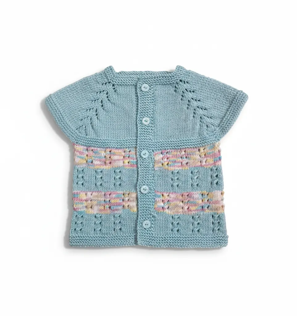 Kız Bebek Mavi Renkli Örgü Yelek 0-1 Yaş - El Emeği