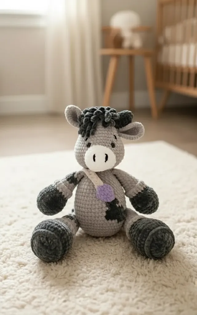 45 cm Kadife İp Peluş İnek Oyuncak – Amigurumi Büyük Boy Kadife Oyuncak – El Örmesi