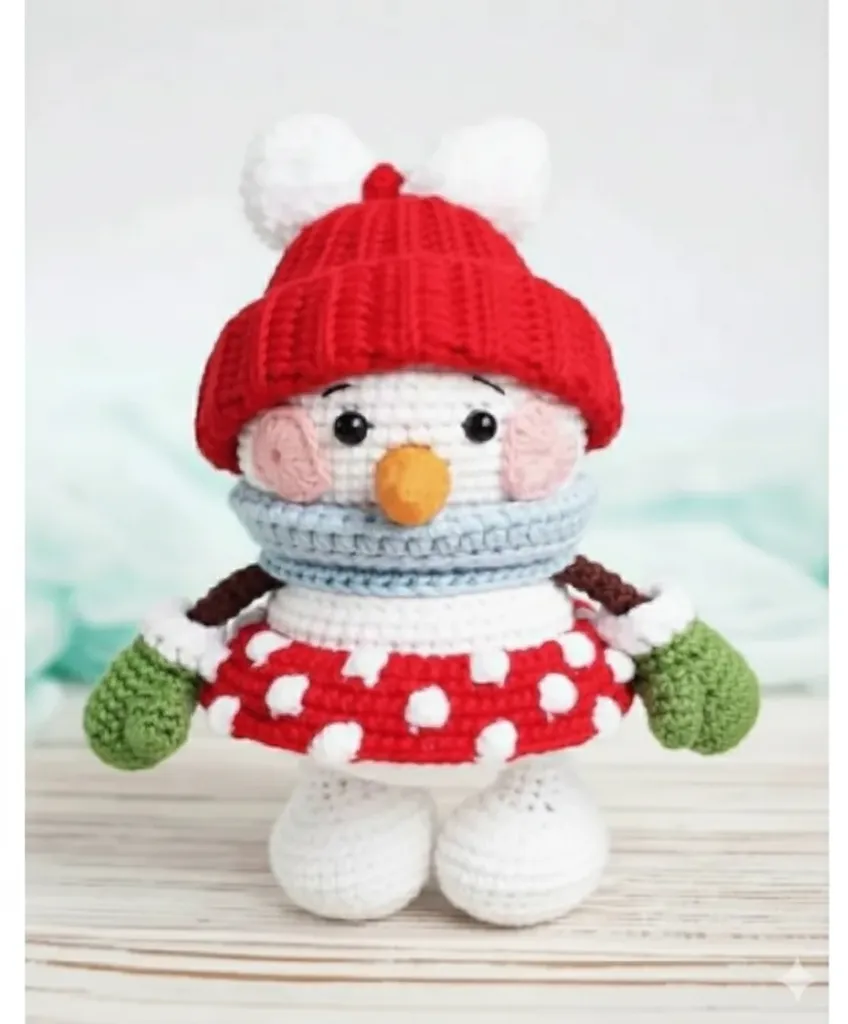 Örgü Kardan Kız Bebek Oyuncak - 15 cm Boyunda - El Emeği