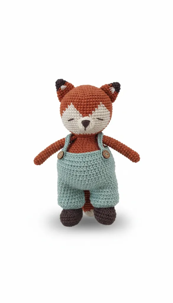 Örme Tilki Oyuncak - Felix Model Amigurumi Bebek 16 cm