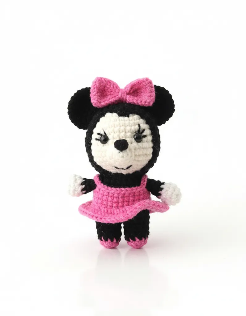 Örgü Minnie Mouse Anahtarlık - Amigurumi El Emeği 10cm