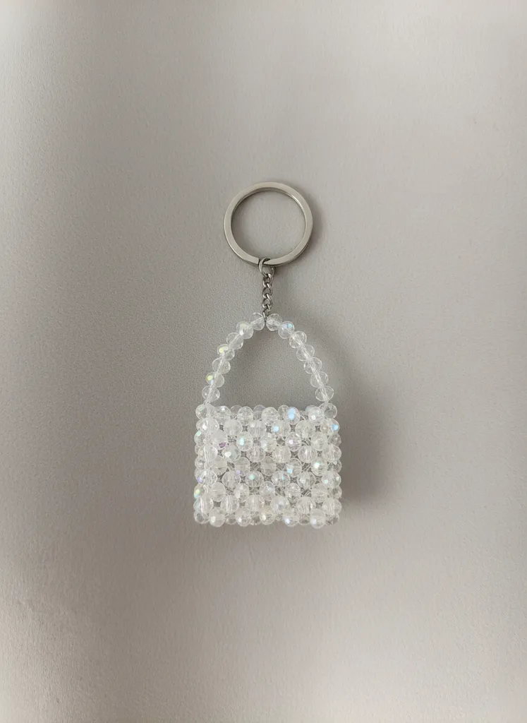 Kristal Boncuklu Mini Çanta Anahtarlık - El Yapımı Hediyelik