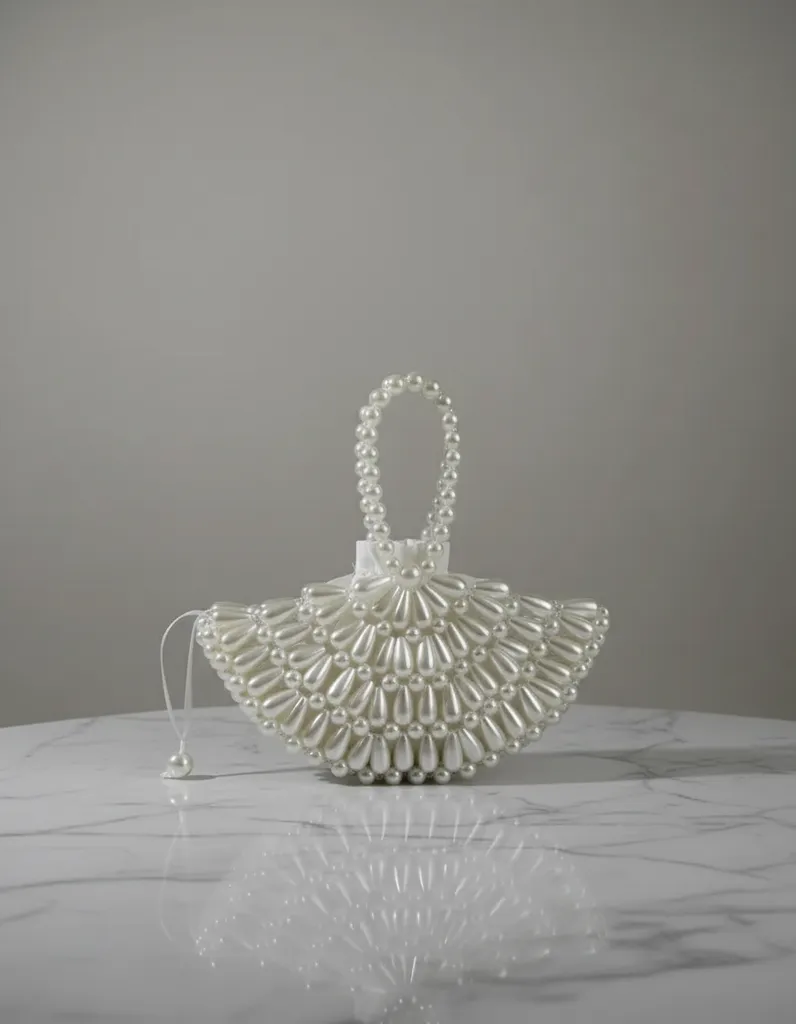 İnci Boncuklu İstiridye Model Abiye Çanta - Özel Tasarım