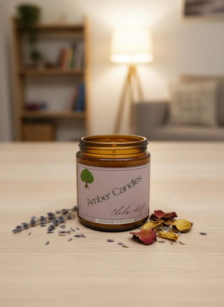 Amber Kavanozda Doğal Soya Wax Kokulu Mum - 100gr