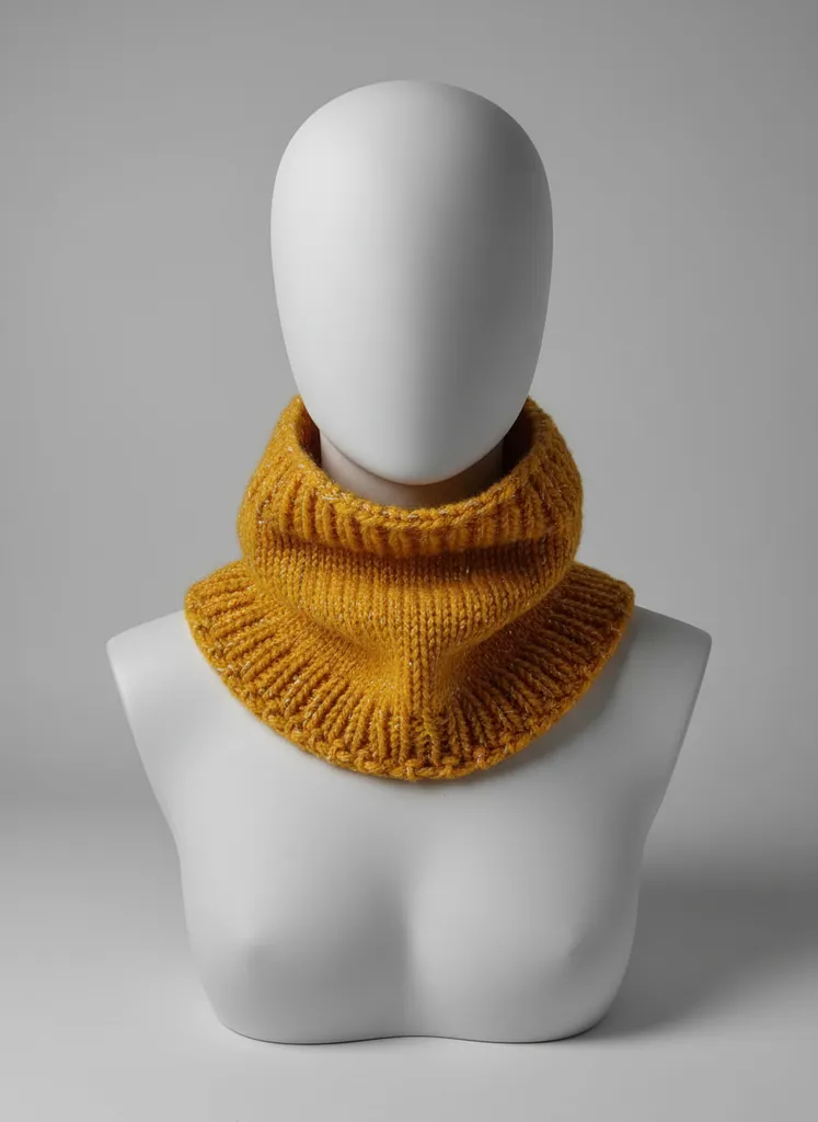 Sarı Renkli Pırıltılı Örgü Boyunluk - Kışlık Sıcak Tutacak