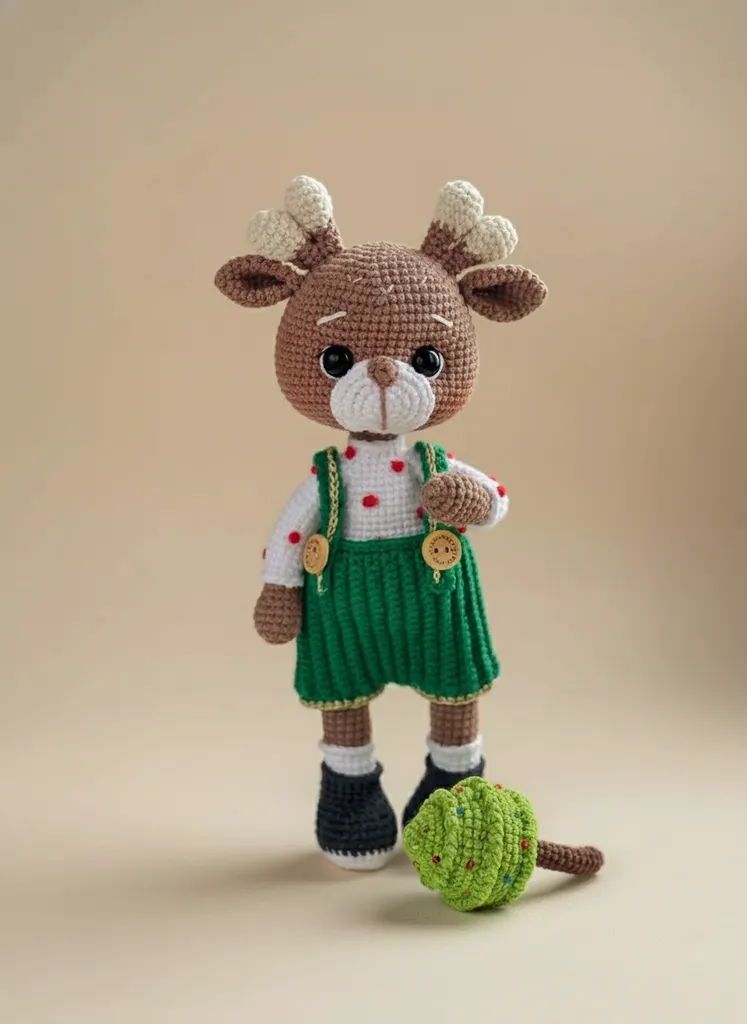 Örgü Yılbaşı Geyiği Amigurumi Oyuncak - 25 cm - El Emeği