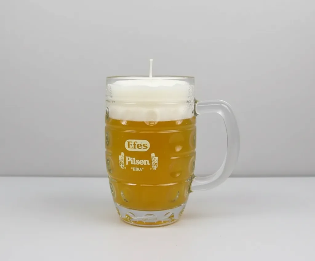 Efes Pilsen Bira Bardak Tasarımlı El Yapımı Doğal İçerikli Mum
