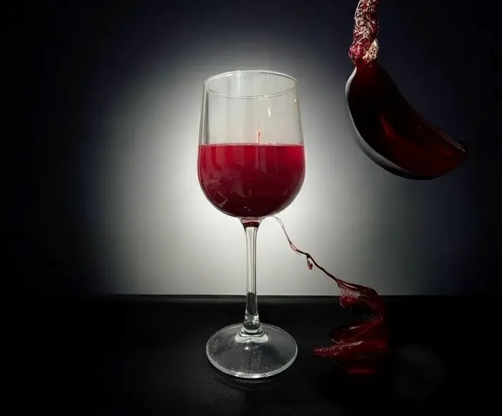 Red Wine Glass Shaped Decorative Candle | Handmade Collectible