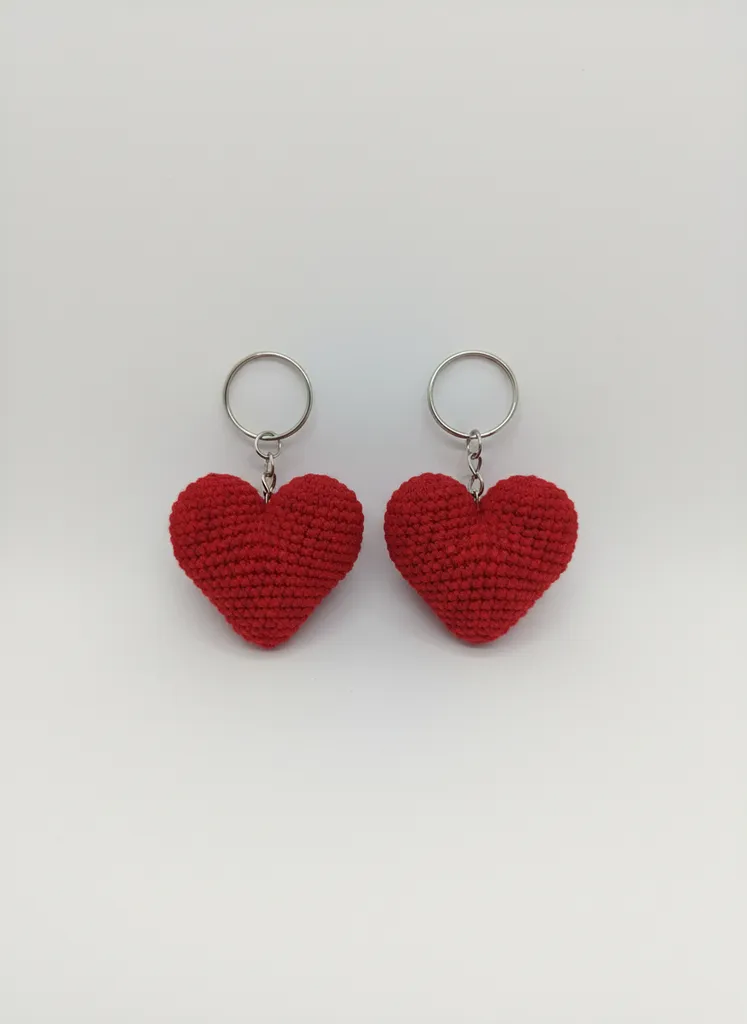 Kırmızı Amigurumi Kalp Anahtarlık Seti - Sevgiliye Özel El Emeği
