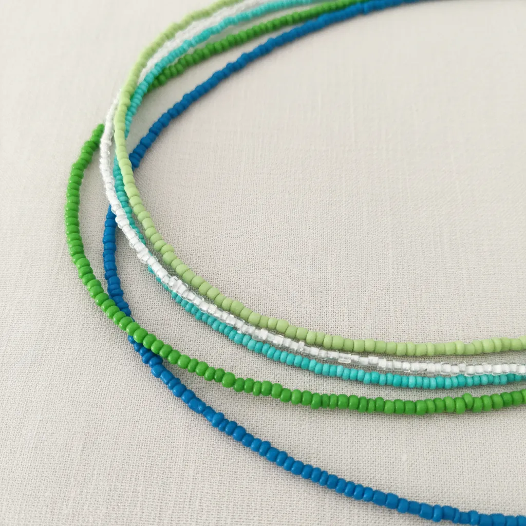 Yeşil ve Mavi Tonlarında Beşli Boncuklu Kolye Seti - Deniz Esintisi