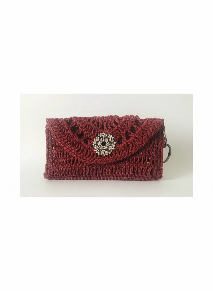 Bordogöz El Örgüsü Çanta - Taş Detaylı Özel Tasarım Portföy