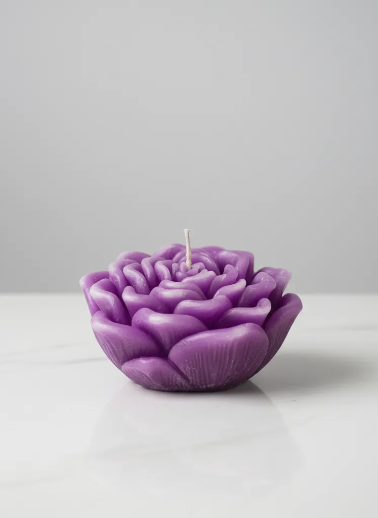 Handmade Purple Peony Flower Candle - Decorative Paraffin Candle Gift