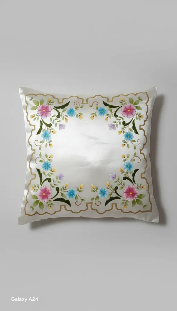 Hand-painted Floral Pattern Pillowcase on Silk Satin