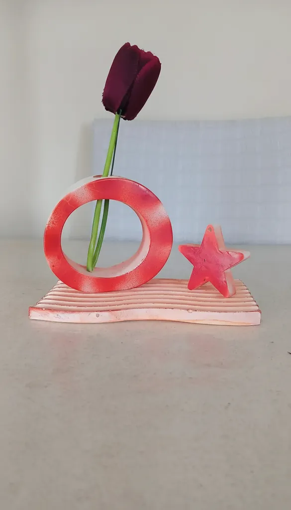 Kırmızı Beyaz Dekoratif Obje | El Yapımı 3 Parçalı Modern Ev ve Ofis Süsü